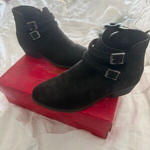 Carlos by Carlos Santana Double Buckle Black Ankle Boots